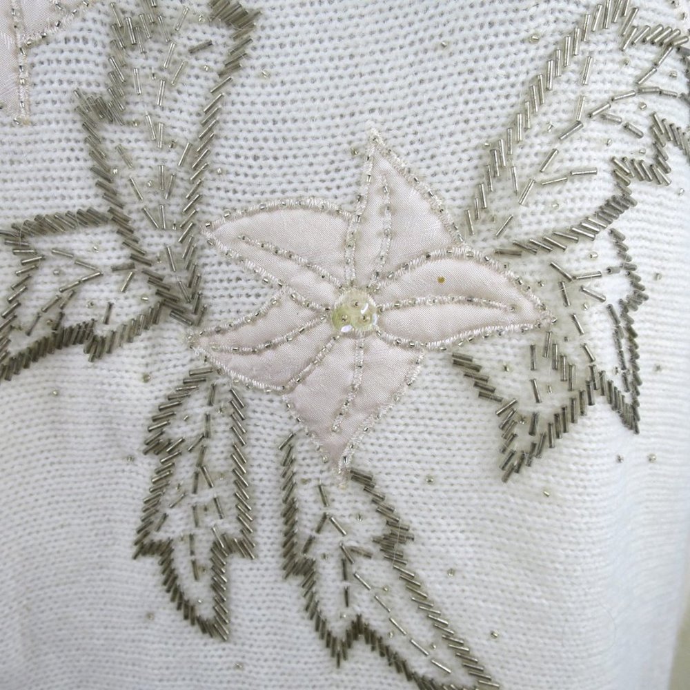 Vtg 80s Deadstock Beaded Sweater Size L - Picture 6 of 11